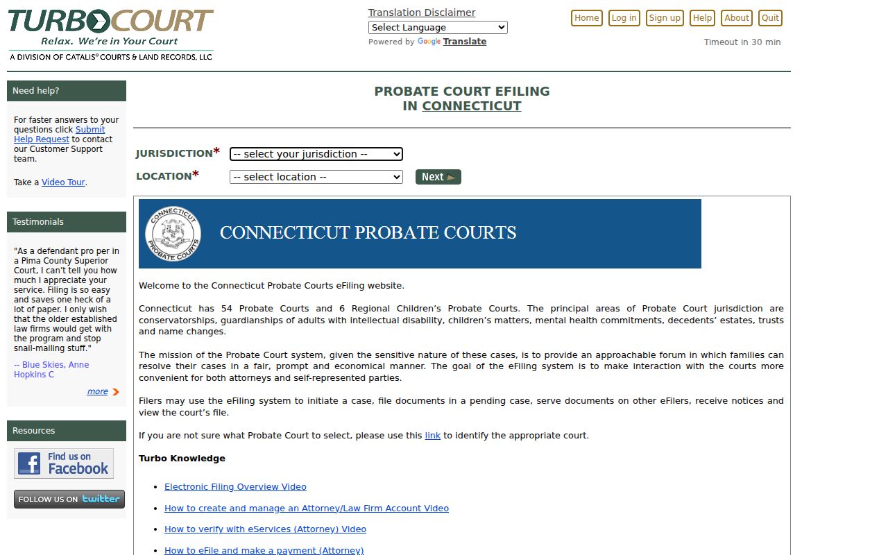 Tolland County probate records - Connecticut Probate Court eFiling portal